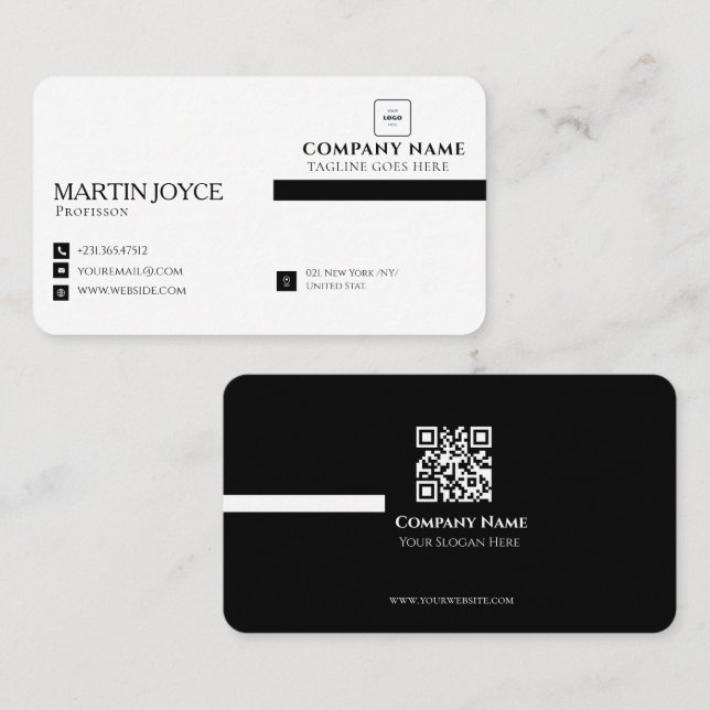 Carte de visite professionnelle QR code minimalist (Devant / Derrière)