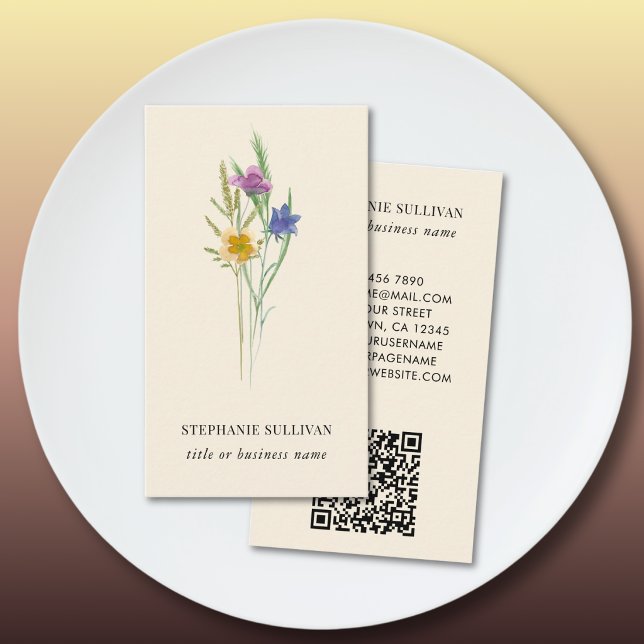 Carte de visite professionnelle QR Code Wildflower (Créateur téléchargé)