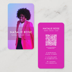 Carte de visite professionnelle rose fuchsia verti