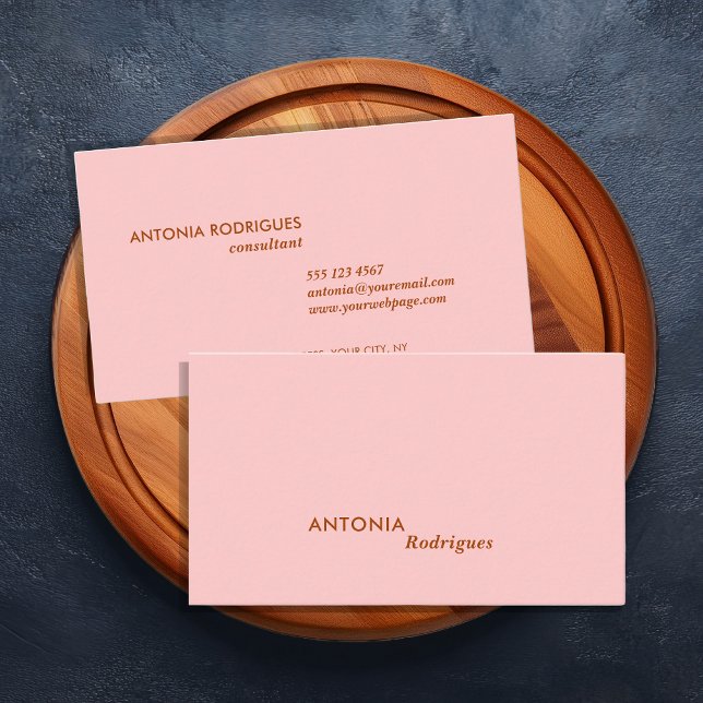 Carte de visite professionnelle rose moderne (Blush Pink and Orange Modern and Professional business cards. Add your name and details buy online)