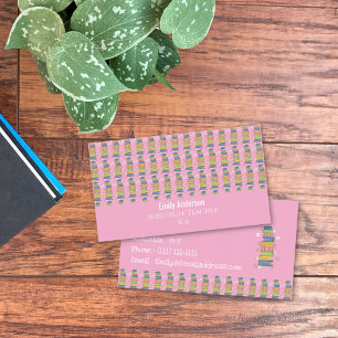 Carte de visite professionnelle rose pour enseigna