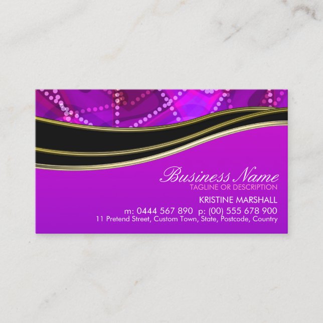Carte de visite professionnelle Rose Violet Noir+O (Devant)