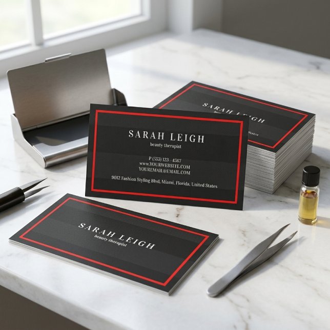Carte de visite professionnelle rouge noir élégant (Créateur téléchargé)