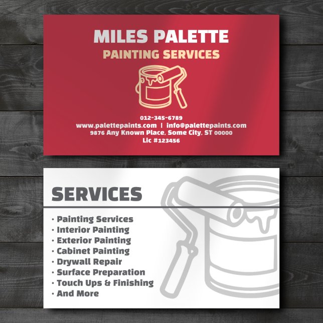 Carte de visite professionnelle rouge pour service (Créateur téléchargé)