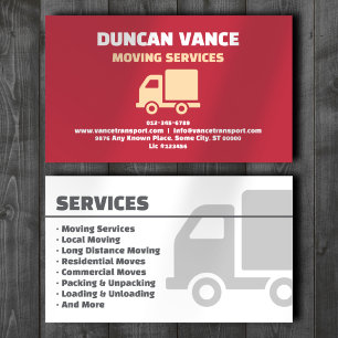 Carte de visite professionnelle rouge pour service