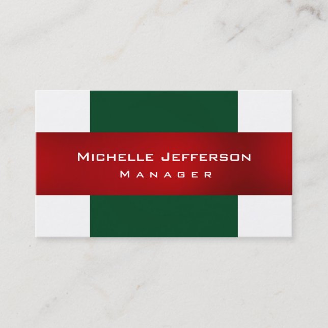 Carte de visite professionnelle simple verte rouge (Devant)