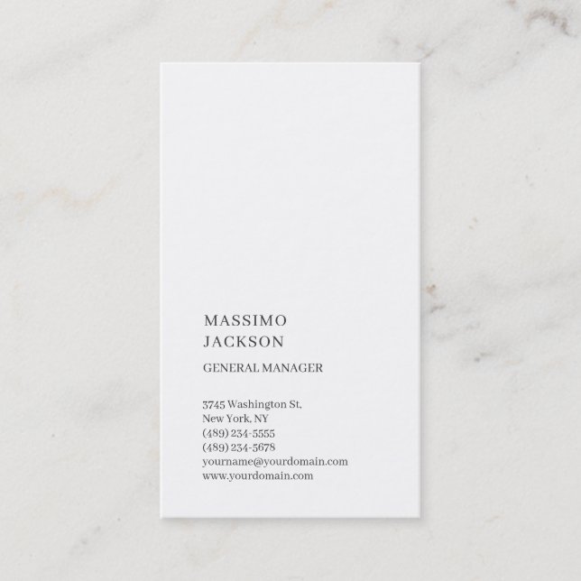 Carte de visite professionnelle tendance blanche v (Devant)