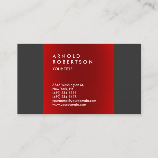 Carte de visite professionnelle tendance gris fonc (Devant)