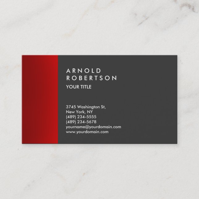 Carte de visite professionnelle tendance gris fonc (Devant)