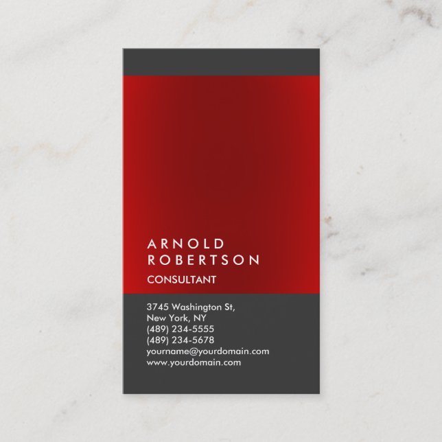 Carte de visite professionnelle tendance grise rou (Devant)