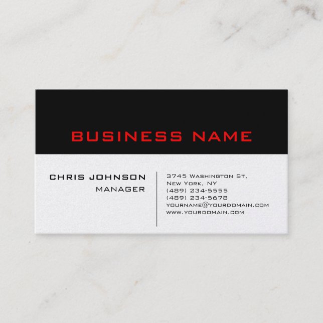 Carte de visite professionnelle unique Pearl Black (Devant)