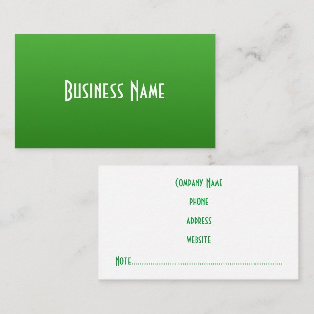 Carte de visite professionnelle vert brillant (Devant / Derrière)