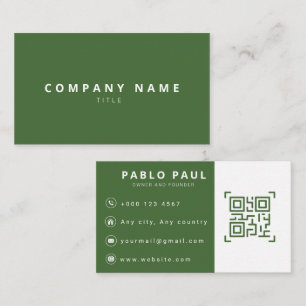 Carte de visite professionnelle vert forêt minimal