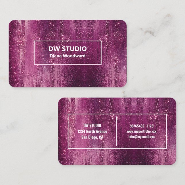 Carte de visite professionnelle violet magenta mod (Devant / Derrière)