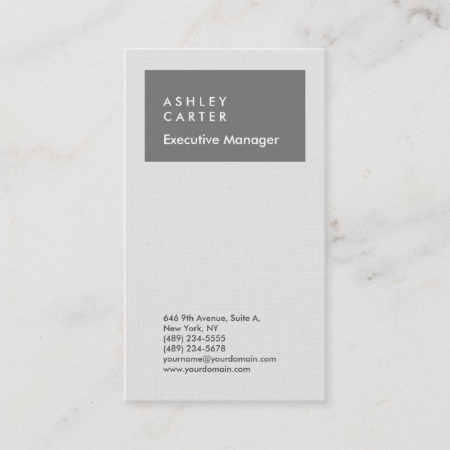 Carte De Visite Professionnellement elegant grey plain minimalist (Devant)