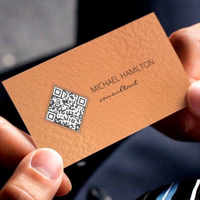 Carte De Visite Profil de feuille de cuivre de code QR (Créateur téléchargé)
