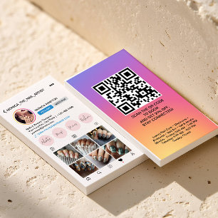 Carte De Visite Profil Instagram 6 Grille de photos Suivez-moi QR 