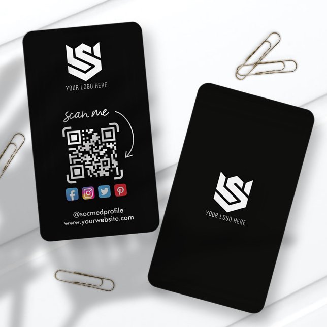 Carte De Visite Profils de médias sociaux QR Code Logo Moderne Sim (Créateur téléchargé)