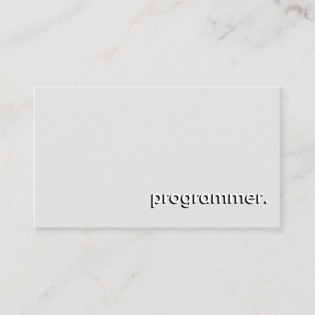 Carte De Visite Programmateur blanc gris simple (Devant)