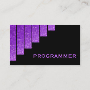 Carte De Visite Programmateur moderne violet noir à bandes vertica