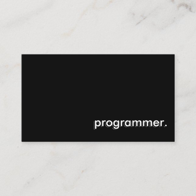 Carte De Visite Programmer Noir simple (Devant)