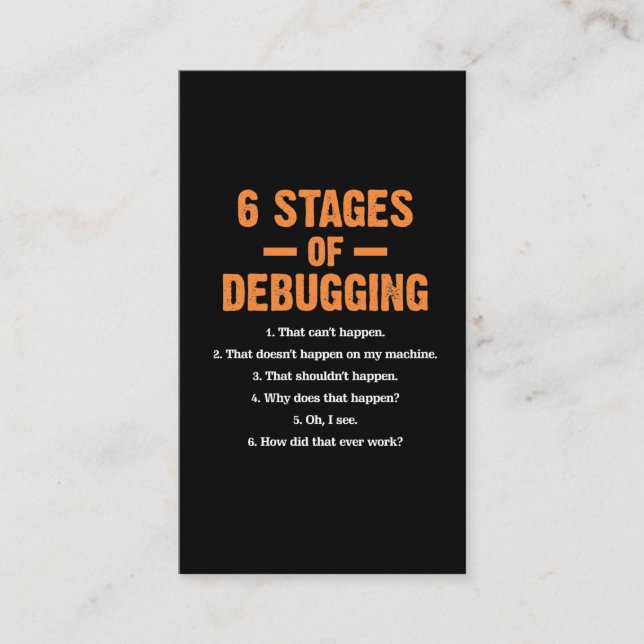 Carte De Visite Programmeur informatique de codage des bogues de d (Devant)