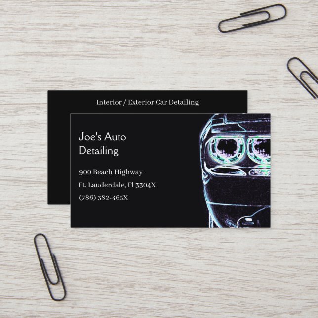 Carte De Visite Projecteur automobile American Muscle Car (Devant/Arrière en situation)