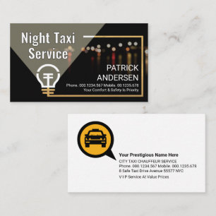 Carte De Visite Projecteur Sur Le Service De Taxi De Nuit