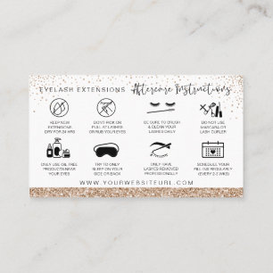 Carte De Visite Prolongations Lash Instructions d'après-soins Gol