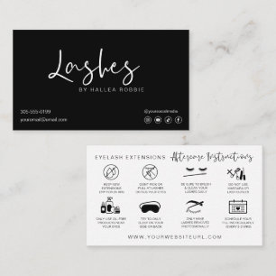 Carte De Visite Prolongations Lash Instructions de post-soins Mode
