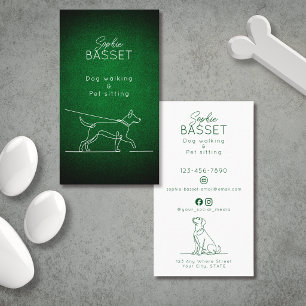 Carte De Visite Promenade de chiens, garde d'animaux Minimaliste H