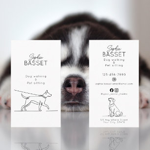Carte De Visite Promenade de chiens moderne, garde d'animaux minim