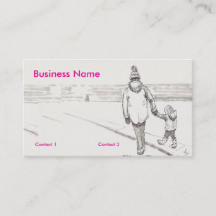 Carte De Visite Promenade sur la plage mère et fille