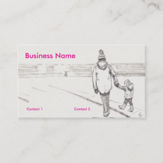 Carte De Visite Promenade sur la plage mère et fille
