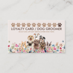 Carte De Visite Promeneur de chien Brun Café Fidélité Mignonne