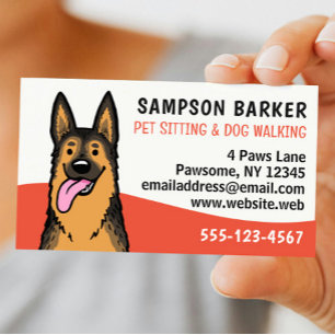 Carte De Visite Promeneur de Chien Garde d'Animaux Berger Allemand