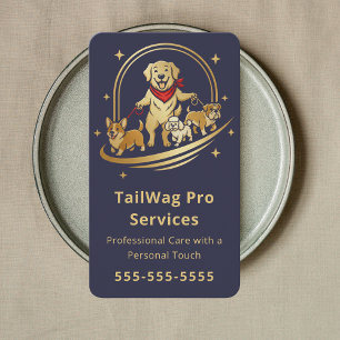 Carte De Visite Promeneur de Chien Garde Formateur Service de Soin