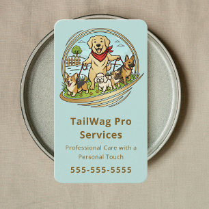 Carte De Visite Promeneur de chiens heureux Éducateur Service de s