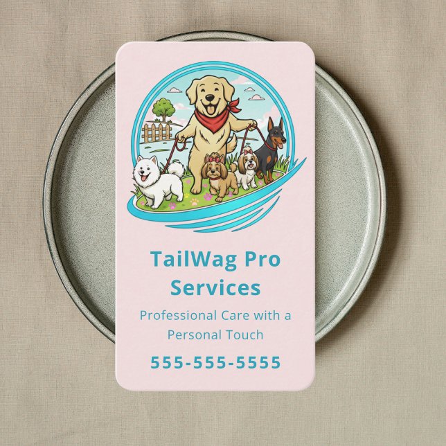 Carte De Visite Promeneur de chiens heureux Garde d'animaux Format (Créateur téléchargé)