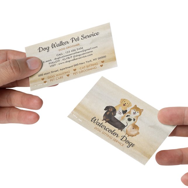 Carte De Visite Promeneur de chiens service de garde d'animaux (Dog Walker Pet Sitting Service Business Card)