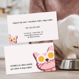 Carte De Visite Promeneuse de Chien Chat Mignon Garde d'Animaux