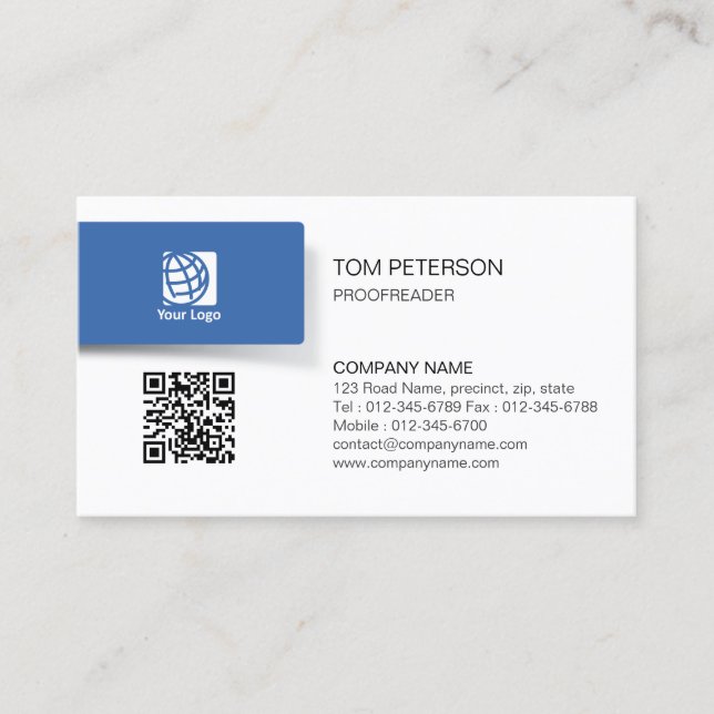 Carte De Visite Proofreader Imprimer la publication Code QR (Devant)