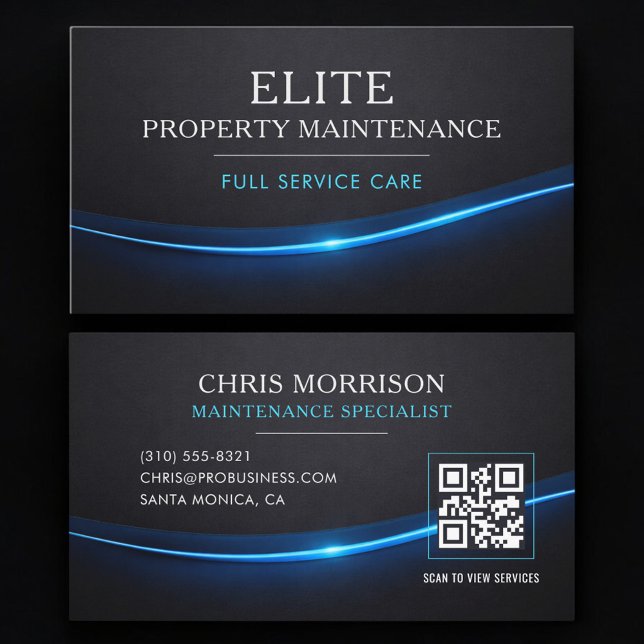 Carte De Visite Property Maintenance QR Code Professional (Créateur téléchargé)