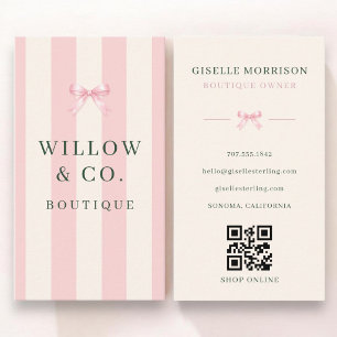 Carte De Visite Propriétaire de boutique Code QR Arc-en-ciel Rose