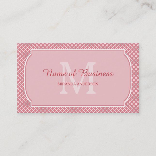 Carte De Visite Propriétaire de la boutique Monogramme Rose (Devant)