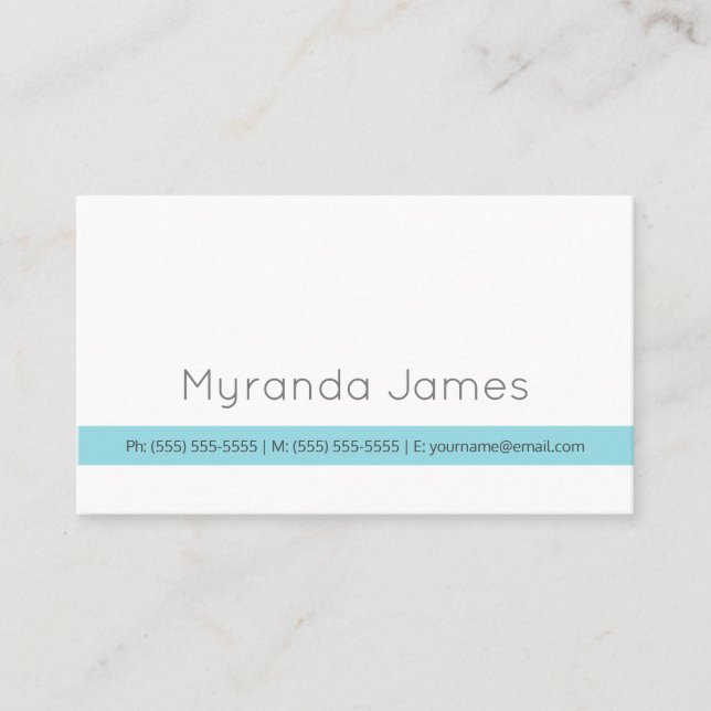 Carte De Visite Propriétaire d'entreprise Aqua Minimal (Devant)