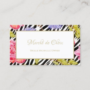Carte De Visite Propriétaire du Salon de Fleurs Zebra