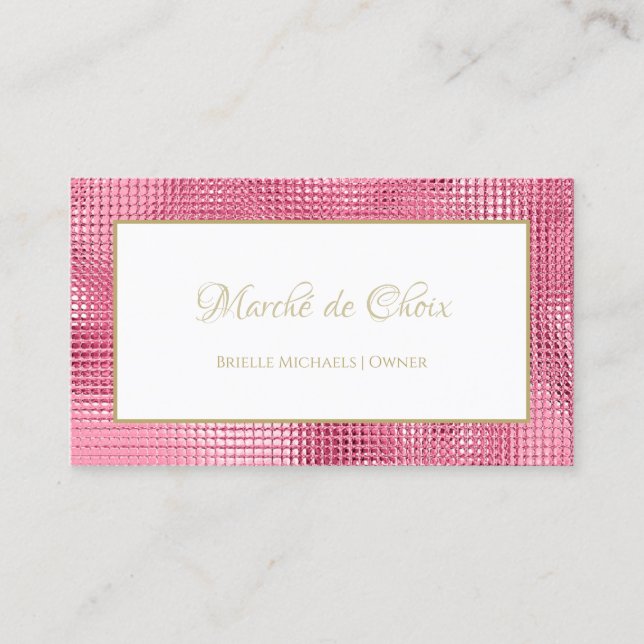 Carte De Visite Propriétaire du Salon Pink Sequin (Devant)