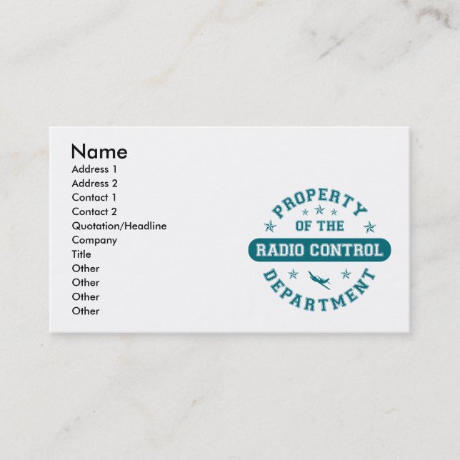 Carte De Visite Propriété du département de contrôle par radio (Devant)