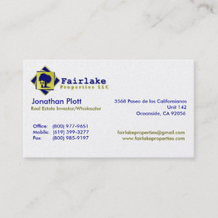 Carte De Visite Propriétés de Fairlake : Professionnel